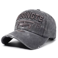 Dunkelgraue gewaschene Baumwoll-Baseballkappe mit FSONGTE 1978 Stickerei und Distressed-Effekt - Verstellbar / Grau