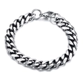 Men's silver Cuban link necklace in polished stainless steel with classic lobster clasp - 3mm Width - 18cm Length