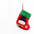 Red felt Christmas stocking with green sequins and a snowman pattern for holiday tree decor - Sequin Small Stocking (Snowman Style)