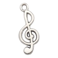 Ciondolo chiave di violino argento antico per creazione di gioielli fai-da-te - 1 Pezzo Nota Musicale 10x25mm