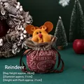 Christmas reindeer plush drawstring gift bag with Holiday CHEERS text for kids candy - English Print Apple Bag - Reindeer
