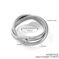 Collana multifilo in acciaio al titanio argento con trama serpente e zircone incastonato - Acciaio al titanio/Zircone / Color Acciaio 2 Strati