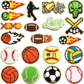 Sport Chenille-Flicken Set mit Fußball, Basketball und Glitzer-Stickerei für Taschen - Kombination aus Sportball und kreativem Musterstil