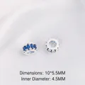 Silver spacers with blue marquise zircon for DIY bracelets 10x5.5mm size - Large Blue Zirconia Silver