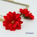 Artificial deep red dahlia flower head in silk with intricate petals for DIY decor - Red