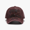 Berretto da baseball bordeaux scuro in cotone lavato con stampa graffiti nera - Regolabile / Rosso Scuro