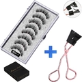Detailed set of 5 pairs of reusable magnetic eyelashes with rose gold applicator tool - MB3K-5 / 5 Pairs Eyelashes + Black Clip