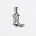 Silver cowboy boot pendant with heart cutout design for DIY necklace making - Boots - Steel Color