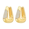 Boucles d'oreilles en U dorées pour femmes avec rangées de zircons scintillants - Créole Triangle Simple 4122