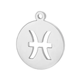 Silver Pisces zodiac pendant in hollowed stainless steel with a polished round finish - Steel Color Pisces (KLJ4471-Z)