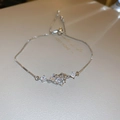 Bracciale regolabile in argento con ciondolo a cuore e fiocco in zirconi cubici - 2# Cuore con Fiocco in Zircone Argentato