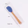 Blue silicone spatula with white stars pattern and natural wooden handle for baking - Blue with White Stars