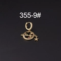 Gold-plated Saturn earrings with colorful zircon stones and hanging star, model 355-9# - Planet and Star Style (355-9#)