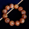 Single strand green sandalwood bracelet featuring twelve large reddish-brown wooden beads - 15mm*15 Beads / Blood Dragon Wood