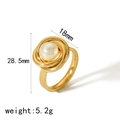 Detailed view of pearl flower earrings in gold finish with size and weight dimensions - Gold Twist Pearl Ring - Size 6