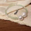 French vintage beaded bracelet with light green translucent stones and white pearls - Light Green Translucent Beads (HB2624) / Light Green