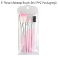 Rosa 5-teiliges Make-up-Pinsel-Set mit Farbverlauf in klarer PVC-Verpackungstasche - 5er-Set PVC-Verpackung / Rosa