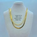 Collana a doppio strato in acciaio al titanio dorato con catene a graffetta e serpente - Larghezza 3,3 mm / Oro