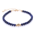 Lapis lazuli beaded bracelet with gold accents and a heart charm on extension chain - Lapis Lazuli