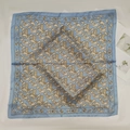 Light blue paisley silk scarf for women featuring vintage square leopard print design - Cute Cashew Blue Small Square Scarf / 65
