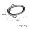 Minimalistischer silberner geometrischer hohler ovaler Ring mit Maßen 27mm und 1,9g - Stahlfarbe