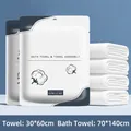 Disposable cotton bath towel set including 70x140cm and 30x60cm towels for travel - Blue Thickened Towel And Bath Towel Set