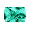 Elastic tie-dye yoga headband featuring a green and black knotted twist design - 33-Green Black Tie-dye