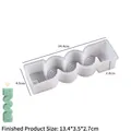 Detail of S-shaped wave silicone mold for candles and finished green wave candle example - Style 2 Long Strip-Small / Semi-transparent White