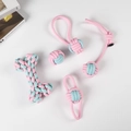 Fünfteiliges Set aus rosa und blau gewebten Baumwoll-Hundespielzeugen für Zähne und Spiel - 5-teiliges rosa-blaues Macaron-Set