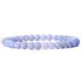 Dettaglio macro di perle in pietra naturale azzurra da 6mm con venature a drago - 19cm / Pietra Intemperie Blu