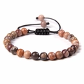 Verstellbares handgewebtes 6mm Naturstein-Perlenarmband aus Jaspis für Damen Yoga - Roter Silberblattjaspis