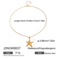 Waterproof gold starfish pendant necklace in stainless steel with 50cm adjustable chain - Starfish Pendant Necklace(JDN2408027)
