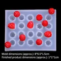 15-cavity mini strawberry silicone mold for 3D cake decor and DIY resin crafts - Clear