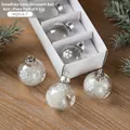 Durchsichtige 4cm Glaskugeln mit weißen Schneeflockenmustern und Füllungen - Schneeflockenmuster (Stil F) / 6er Set