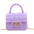 Chic purple diamond quilted jelly handbag in PVC with golden chain strap for women - Purple