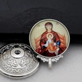 Détail d'une icône religieuse en métal argenté avec la Vierge et l'Enfant - Argent-4 (Vierge Marie avec l'Enfant)
