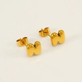 Polished 18K gold plated stainless steel letter N stud earring for women - Letter N