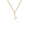 Gold stainless steel Y letter necklace with cursive heart pendant and o-link chain - Letter Y
