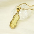 Gold stainless steel Virgin Mary pendant with colorful glass and diamond halo detail - Transparent Yellow