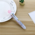 Creative 10-color shuttle pen with pink sphere top and cute cartoon illustrations - Yellow Crown Pink Ball