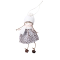 Ciondolo natalizio fatto a mano con cappello in feltro bianco e gonna in pile grigio e campanelli - Stile bianco