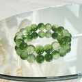 Bracelet en perles d'agate mousse verte avec pierres polies sur surface miroir - 33# Style Minerai Naturel Vert