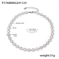 Stainless steel zircon heart necklace with measurements 350+70mm and 8.5mm width - Steel Round White Zircon Necklace