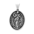 Oval silver Virgin Mary Untier of Knots religious pendant with vintage oxidation - Virgin Mary Untier of Knots Style (KP119863-MI)