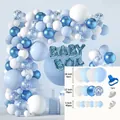 Blue and white balloon arch kit with BABY BOY letters for baby shower party decoration - Pink Blue White Letter Set Series (Set 001)