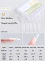 Almond shaped ultra-thin coffin false nail tips sizing chart with measurements - Long Coffin (Size M)