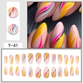 Almond shaped press-on nails with colorful abstract wave patterns and 24-piece set - Y-41 Abstract Lines