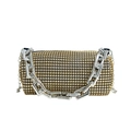 Pochette a cuscino con strass dorati e grossa catena in argento da donna elegante - Oro con catena quadrata
