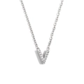 Elegante ciondolo a V d'argento con pavé di zirconi brillanti su una catena sottile - Colore Acciaio-Lettera V