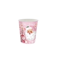 Pink Christmas party disposable paper cup with cartoon Santa and snowflake patterns - Pink Christmas Paper Cup